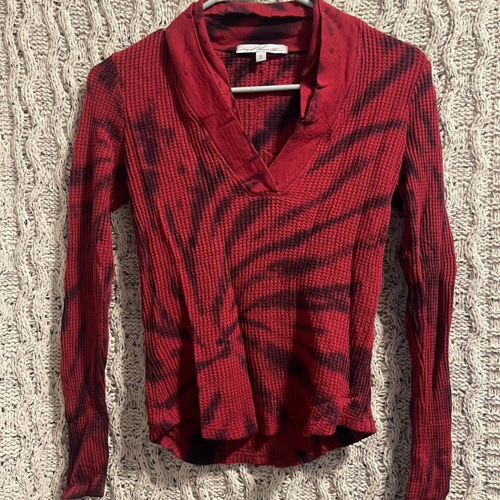 Red Haute Swirl Red and Black Long Sleeve Top